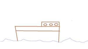 Draw this rectangle and add windows to one end of the ship.